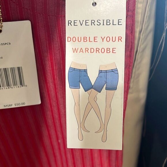 Zac & Rachel Reversible Shorts Red Red Stripe Size 10 NWT - Picture 15 of 15